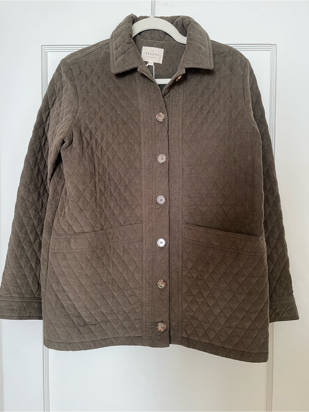 Sezane Will Jacket Quilted Olive Green Small NWT - Picture 2 of 8